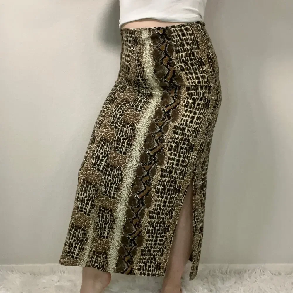 Vintage Maria Gabrielle Animal Print Midi Skirt Size XL